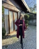 Bordo Uzun Kuşaklı Kaşe Kaban