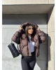 Kahverengi Oversize Premium Şişme Mont