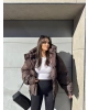 Kahverengi Oversize Premium Şişme Mont