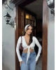 Beyaz Bağlamalı Crop