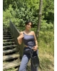 Lacivert Tek Omuz Asimetrik Takım