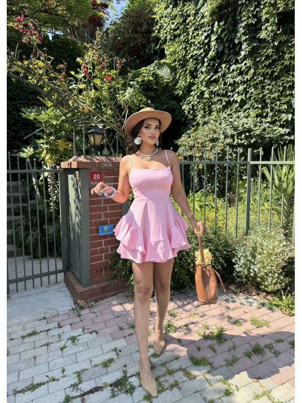 Pembe Askılı Prenses Elbise
