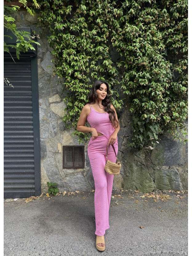 Pembe Tek Omuz Asimetrik Takım