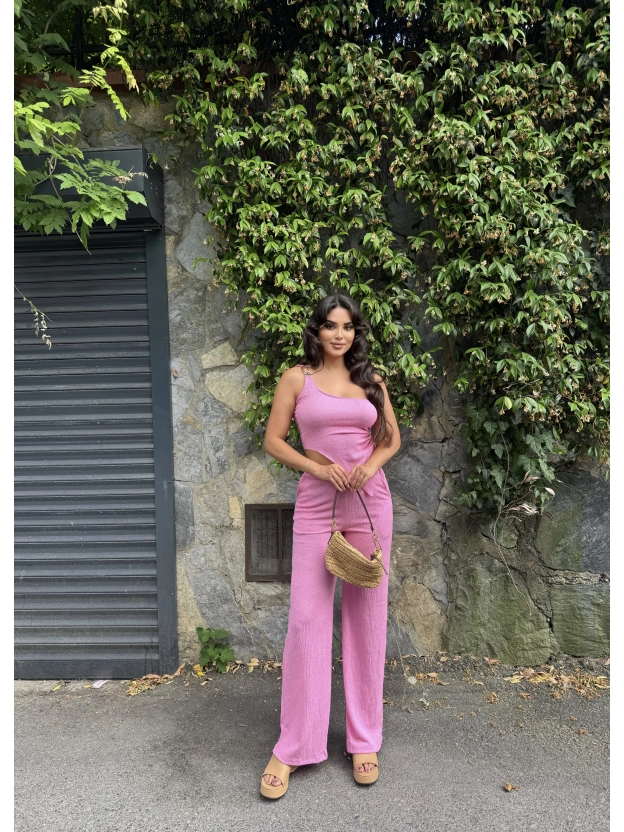 Pembe Tek Omuz Asimetrik Takım