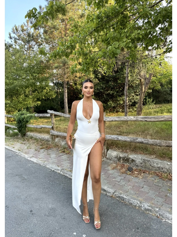 Beyaz Deniz Yıldızı Aksesuar Bodysuit Ve Etek Takım