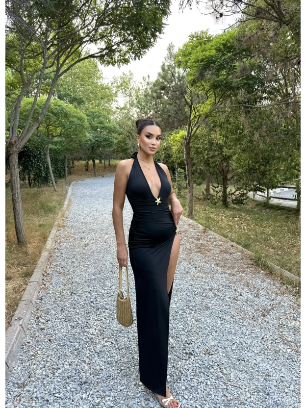 Siyah Deniz Yıldızı Aksesuar Bodysuit Ve Etek Takım