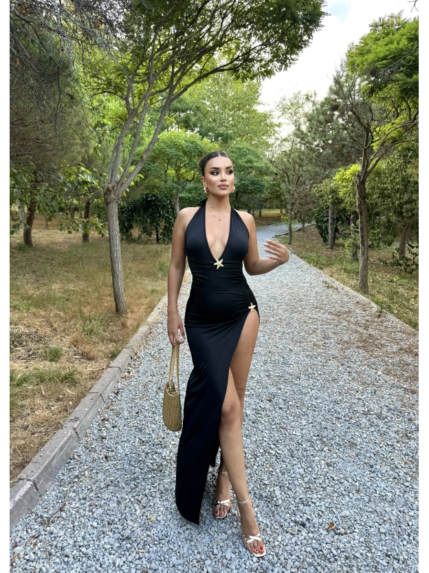 Siyah Deniz Yıldızı Aksesuar Bodysuit Ve Etek Takım