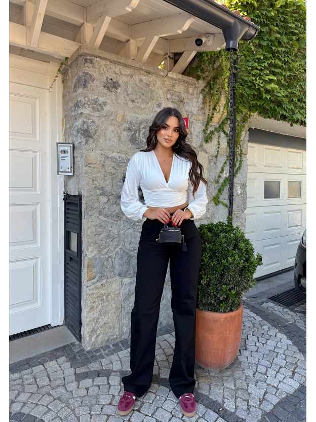 Siyah Wide Leg Pantolon