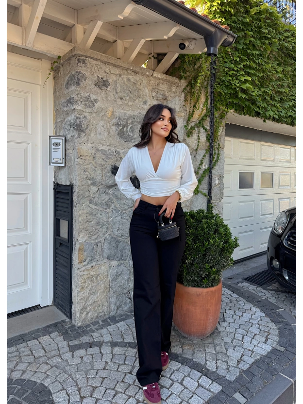 Siyah Wide Leg Pantolon