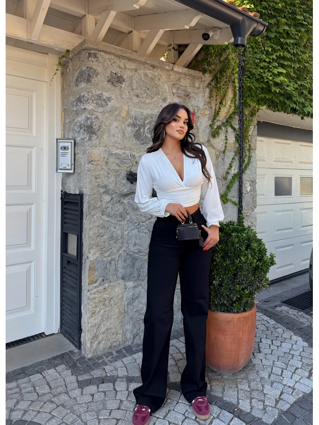 Siyah Wide Leg Pantolon