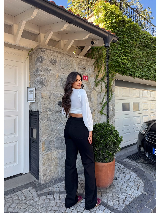 Siyah Wide Leg Pantolon