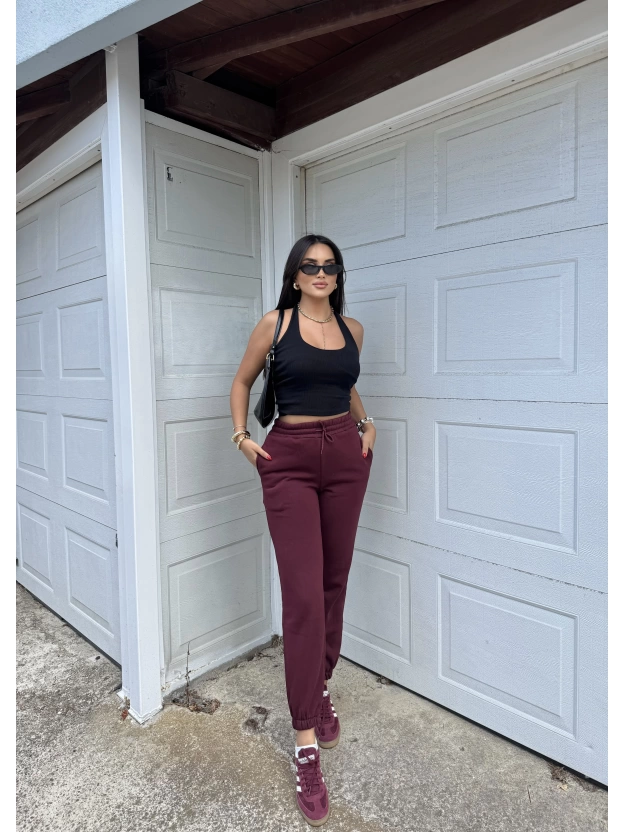 Bordo 3 İplik Jogger Eşofman Altı