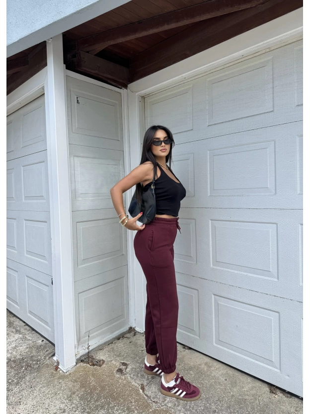 Bordo 3 İplik Jogger Eşofman Altı