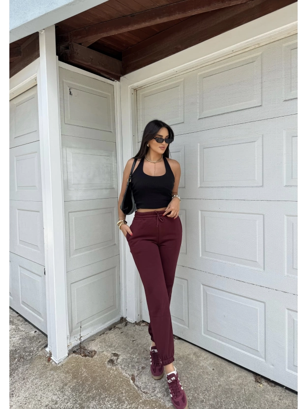Bordo 3 İplik Jogger Eşofman Altı
