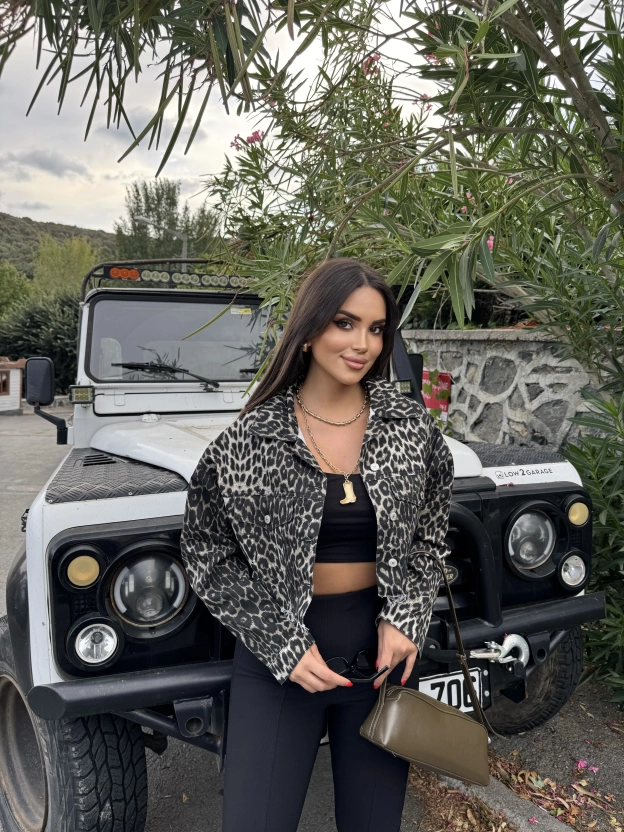 Leopar Crop Ceket