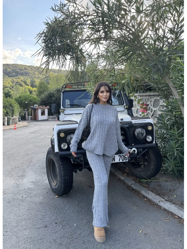 Gri Oversize Triko Alt Üst Takım