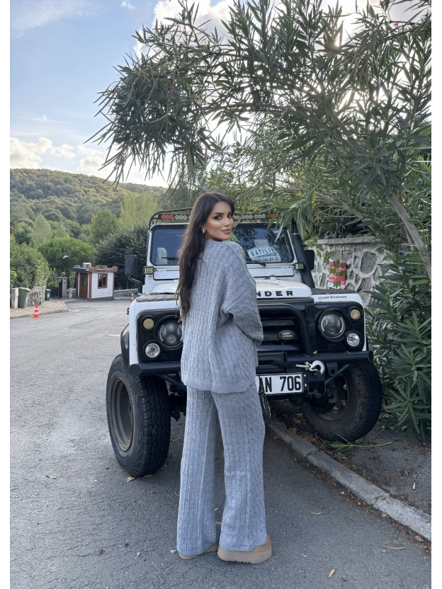 Gri Oversize Triko Alt Üst Takım