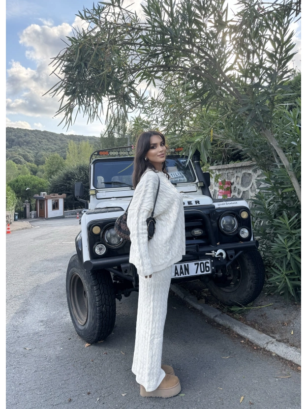 Bej Oversize Triko Alt Üst Takım