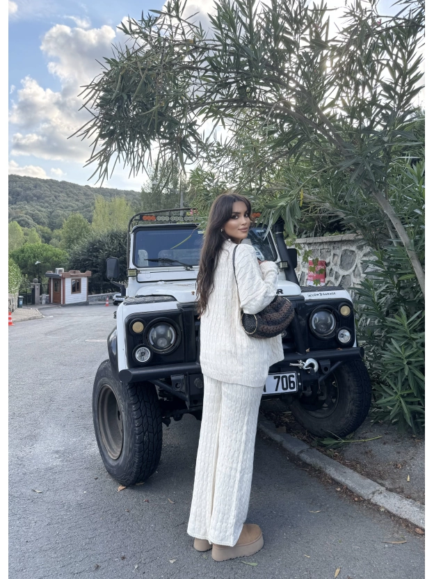 Bej Oversize Triko Alt Üst Takım