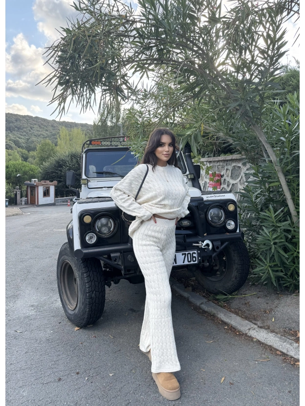 Bej Oversize Triko Alt Üst Takım