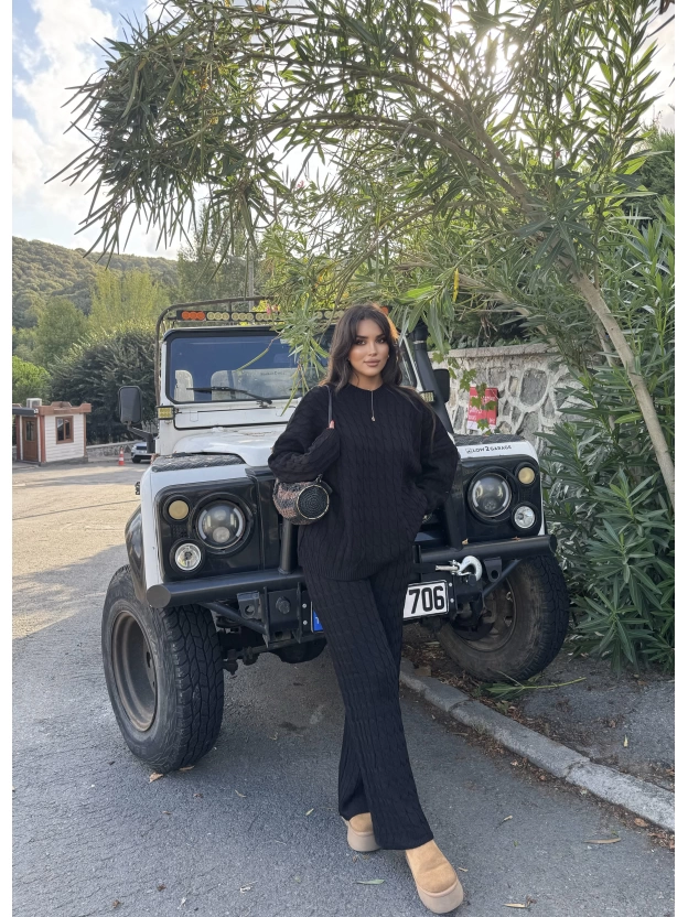 Siyah Oversize Triko Alt Üst Takım