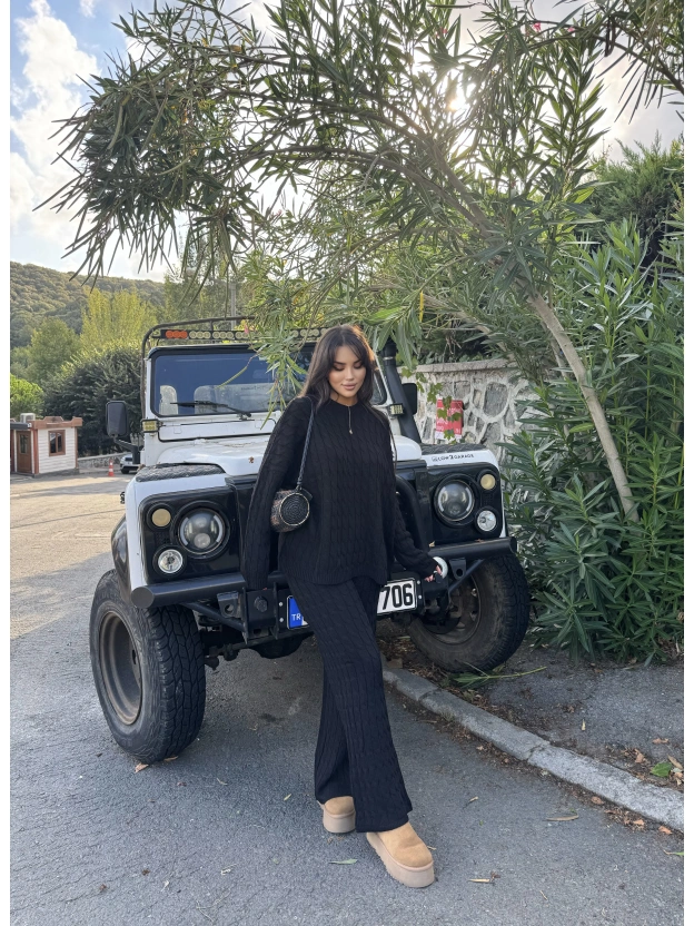 Siyah Oversize Triko Alt Üst Takım