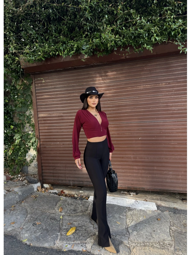 Siyah Fitilli Tayt Pantolon