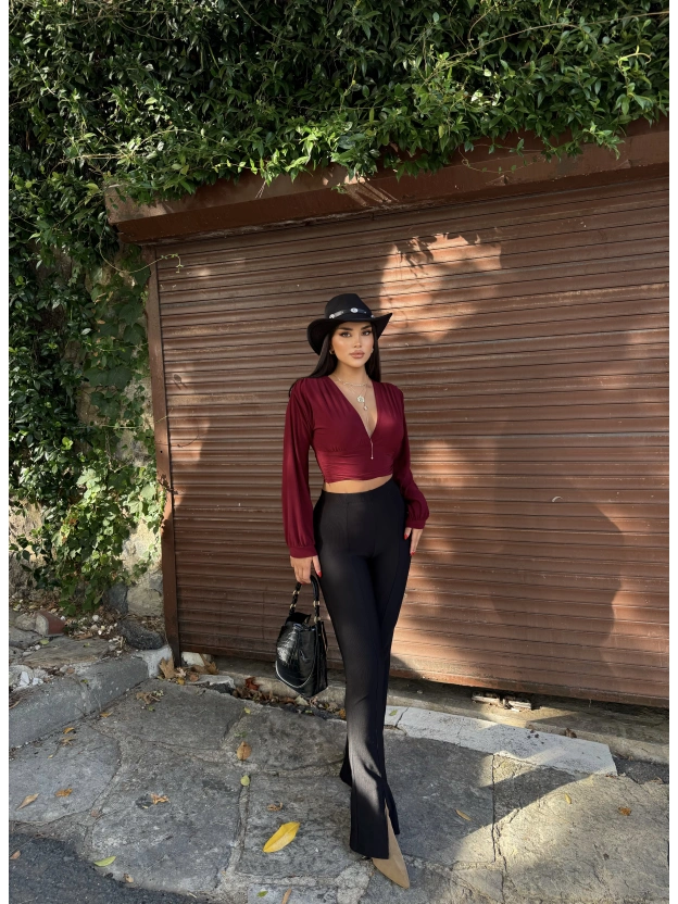 Siyah Fitilli Tayt Pantolon