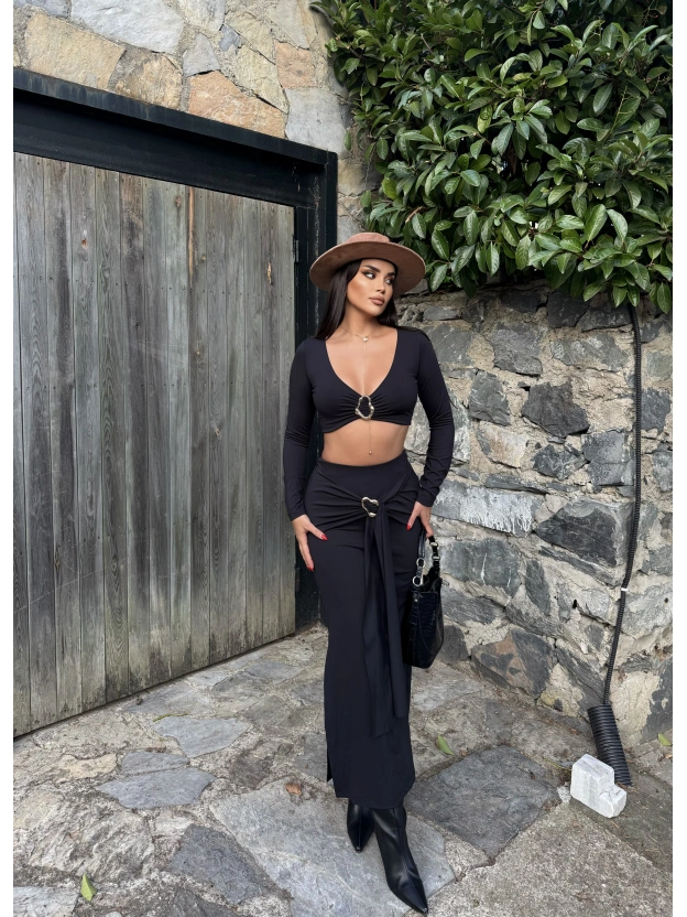 Siyah Toka Detay Etek Takım