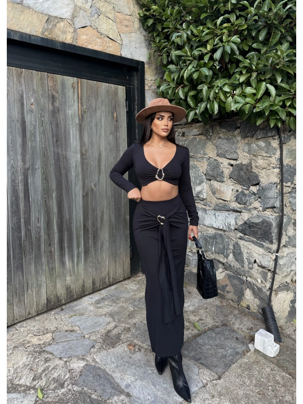 Siyah Toka Detay Etek Takım