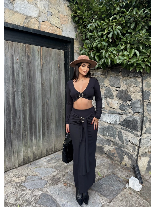 Siyah Toka Detay Etek Takım