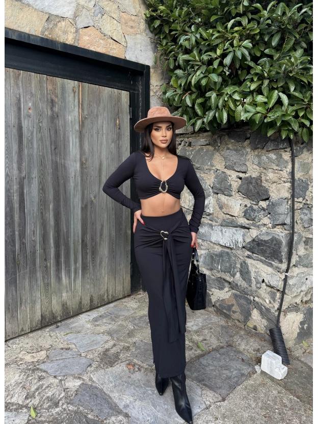 Siyah Toka Detay Etek Takım