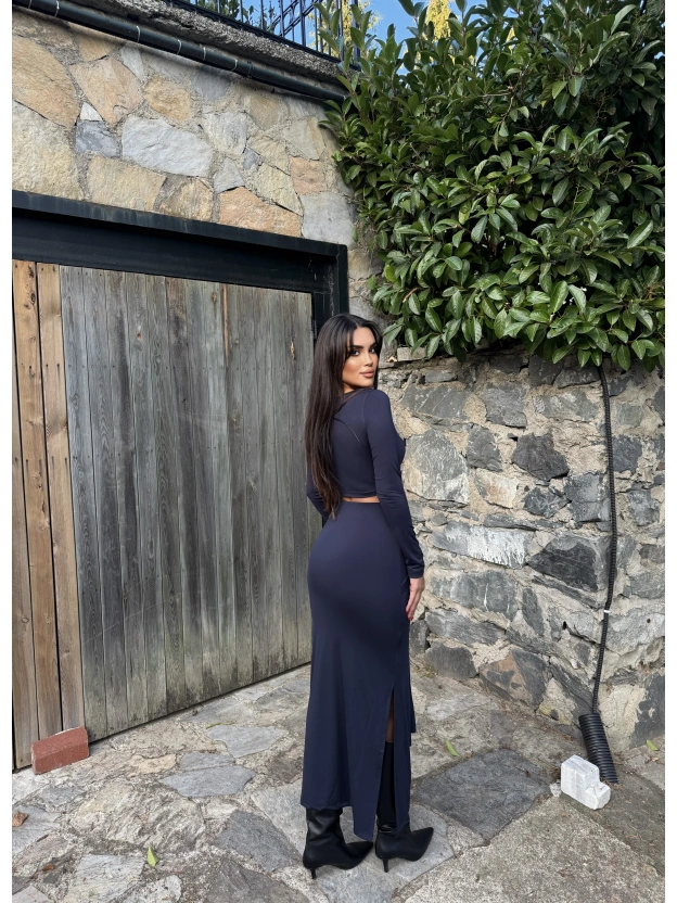 Lacivert Toka Detay Etek Takım