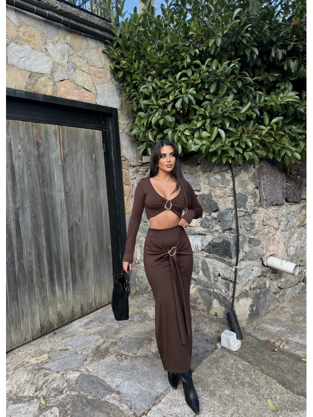 Kahverengi Toka Detay Etek Takım