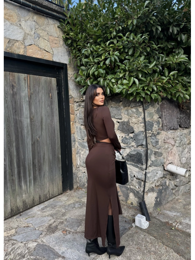 Kahverengi Toka Detay Etek Takım