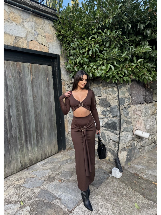 Kahverengi Toka Detay Etek Takım