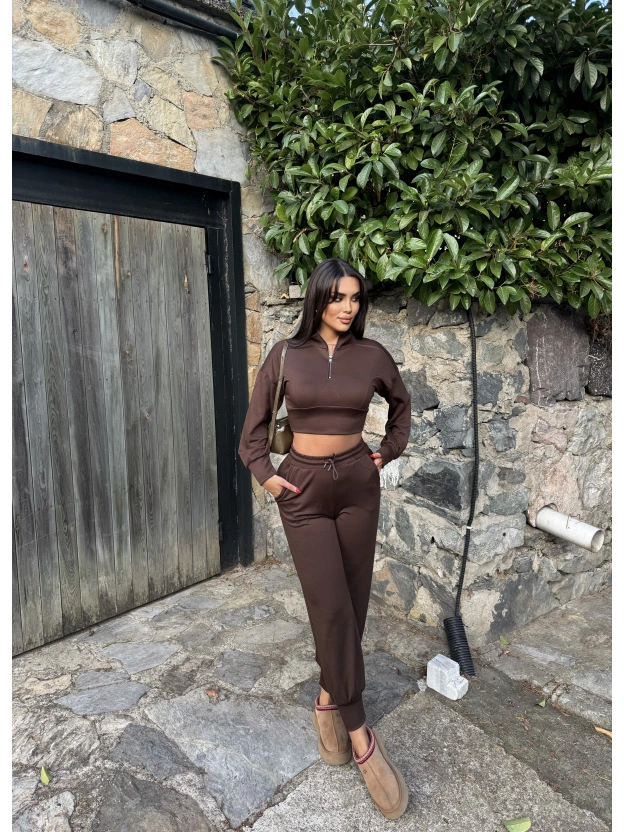 Kahverengi Modal Fermuarlı Takım