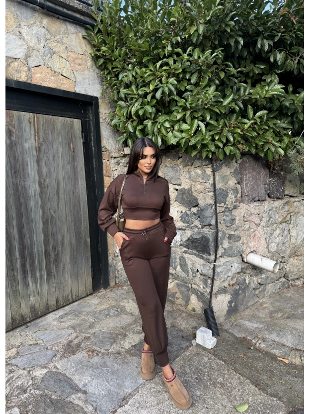 Kahverengi Modal Fermuarlı Takım