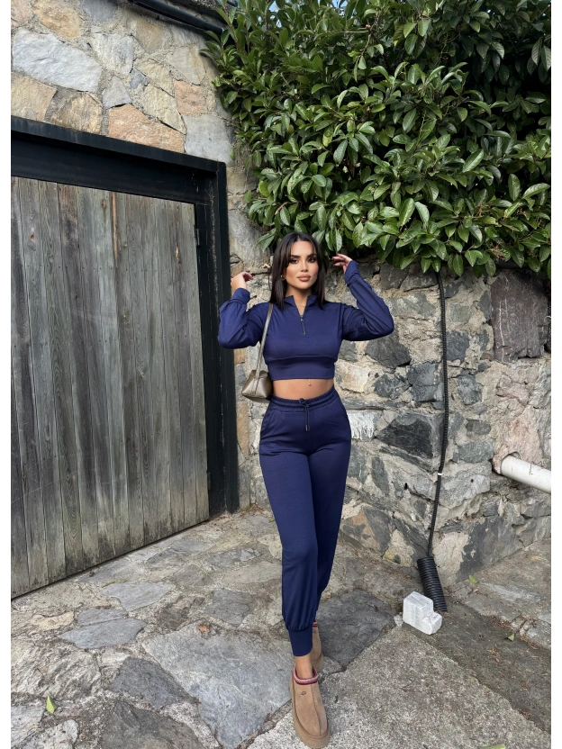 Lacivert Modal Fermuarlı Takım