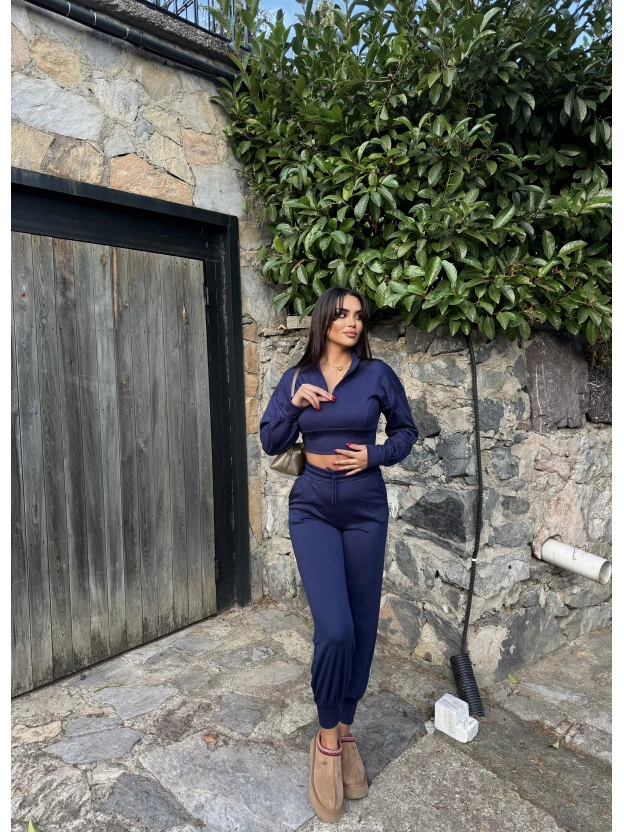 Lacivert Modal Fermuarlı Takım