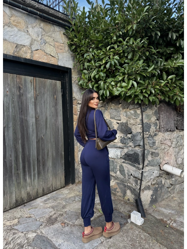 Lacivert Modal Fermuarlı Takım