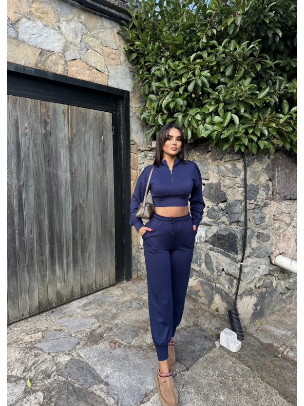 Lacivert Modal Fermuarlı Takım