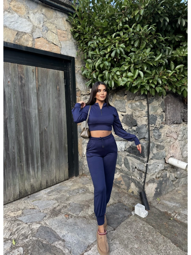 Lacivert Modal Fermuarlı Takım