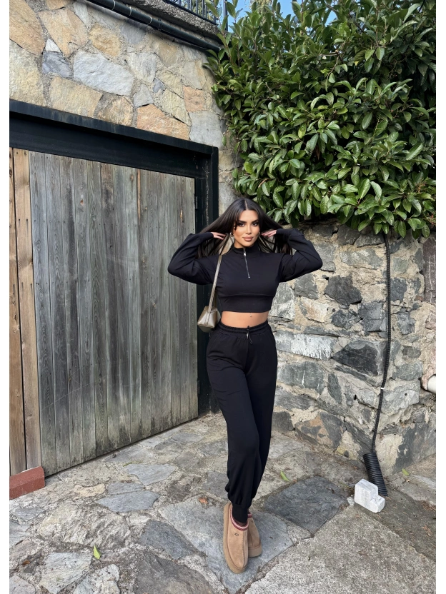 Siyah Modal Fermuarlı Takım