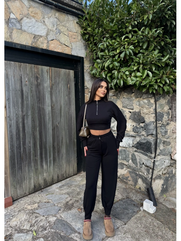 Siyah Modal Fermuarlı Takım