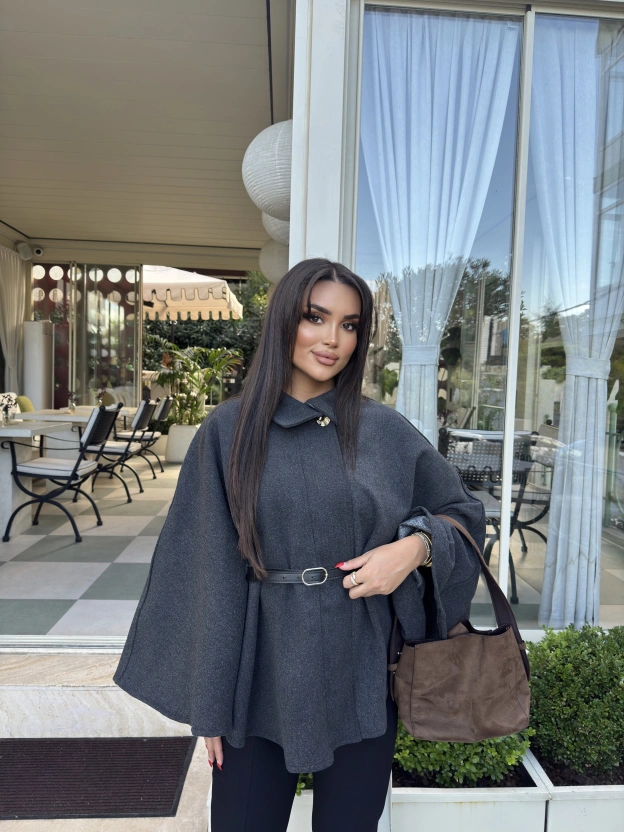 Antrasit Kemerli Kaşe Panço