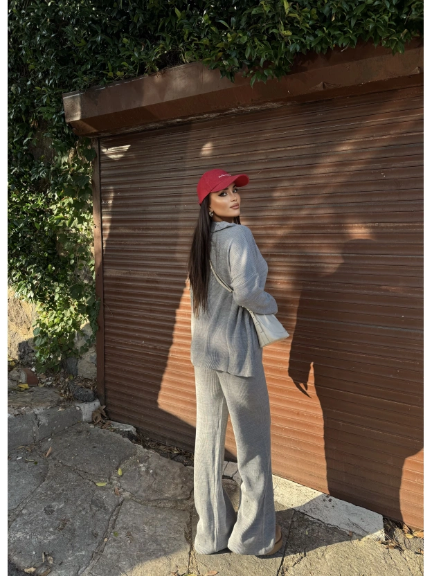 Gri Fermuarlı Triko Takım