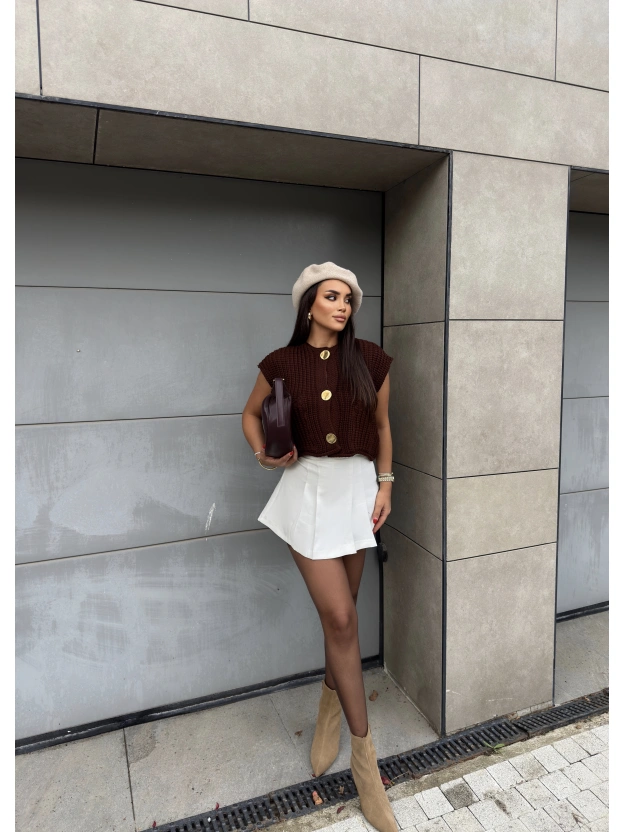 Kahverengi Zra Örgü Yelek