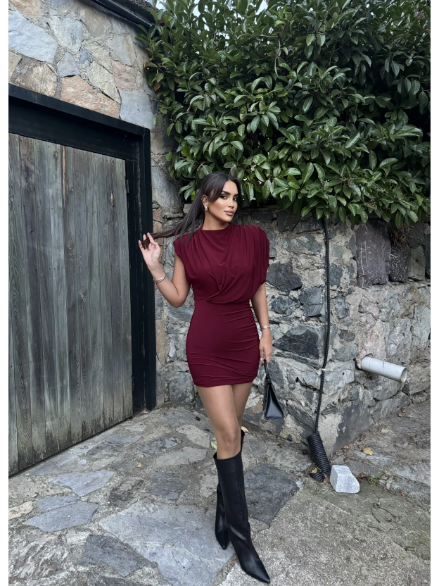 Bordo Vatkalı Zra Model Elbise