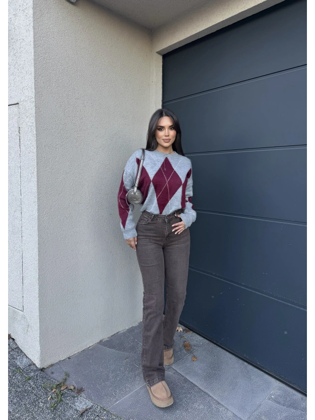 Kahverengi Yıkamalı İspanyol Paça Pantolon